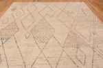 Top of Ivory Background Brown Tribal Moroccan Beni Ourain Design Modern Area Rug 11637 by Nazmiyal Antique Rugs