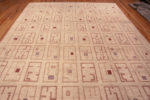 Top of Ivory Cream Color Background Large Size Modern Rustic Tribal Geometric Grid Pattern Area Rug 11678 by Nazmiyal Antique Rugs