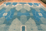 Top of Large Size Square Shape Artistic Modern Geometric Swedish Design Soft Wool Pile Rug 72689 by Nazmiyal Antique Rugs