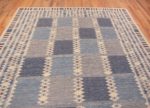 Top of Light Blue Color Geometric Grid Pattern Modern Flatweave Swedish Design Kilim Rug 72685 by Nazmiyal Antique Rugs