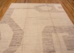 Top of Minimalist Tribal Geometric Light Brown Pattern Ivory Cream Background Modern Room Size Area Rug 11422 by Nazmiyal Antique Rugs