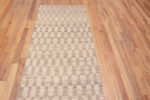 Top of Light Cream and Tan Color Geometric Modern Hallway High Low Wool Pile Runner Rug 11103 by Nazmiyal Antique rugs