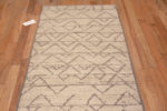 Top of Light Ivory Cream Color Background Neutral Grey Geometric Tribal Design Modern Hallway Runner Rug 11113 by Nazmiyal Antique rugs