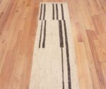 Top of Minimalist Primitive Pattern Light Cream and Charcoal Color Modern Hallway Runner Rug 11880 by Nazmiyal Antique rugs