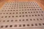 Top of Neutral Minimalist Background With Brown Geometric Squares Design Pattern Modern Area Rug 11636 by Nazmiyal Antique Rugs