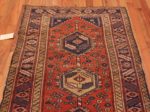 Top of Small Rustic Geometric Tribal Antique Persian Heriz Rug 72562 by Nazmiyal Antique Rugs
