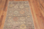 Top of Tribal Geometric Grey Background Rustic Pattern Modern Hallway Runner Abrash Rug 11057 by Nazmiyal Antique Rugs