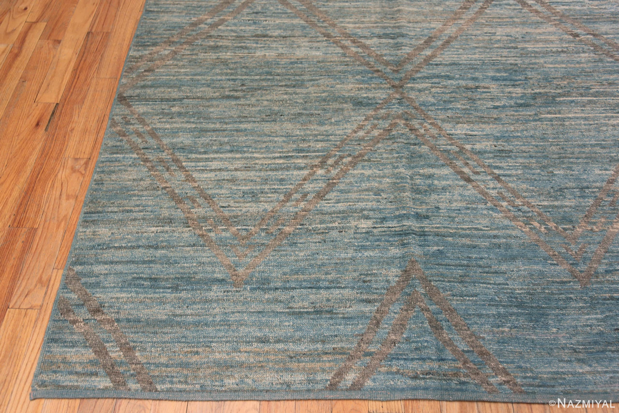 Light Blue and Brown Geometric Modern Area Rug 11503 Nazmiyal