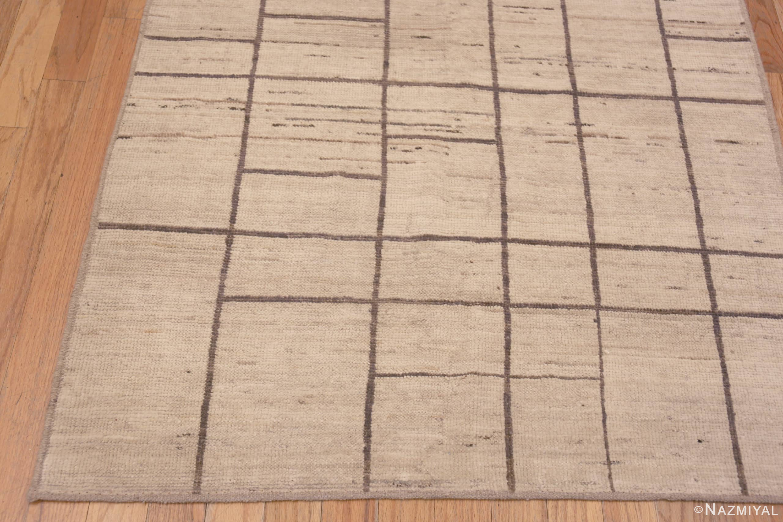 Ivory Cream Brown Geometric Modern Hall Runner 11164 Nazmiyal