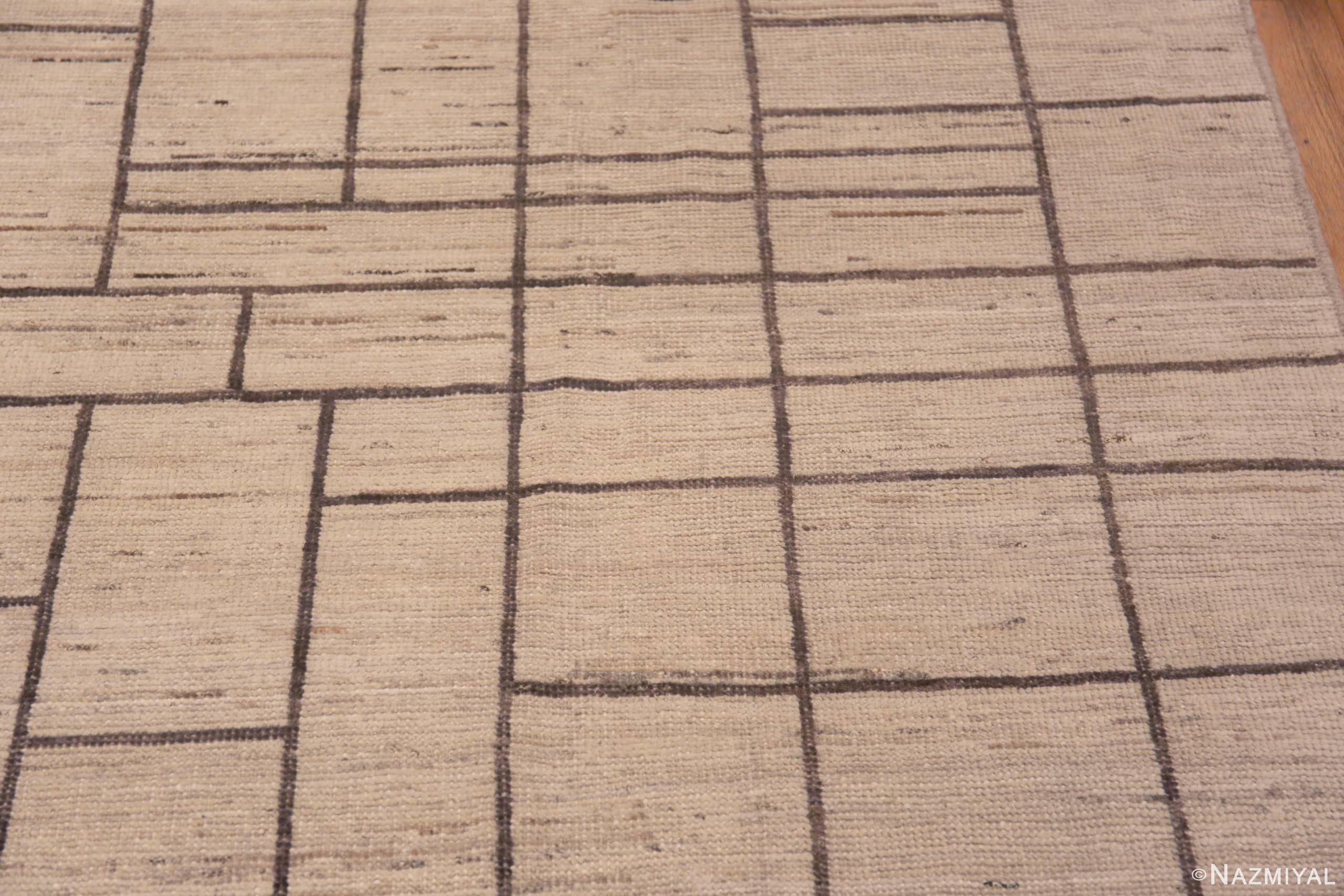 Details of Ivory Cream Background With A Brown Color Simplistic Geometric Design Modern Hallway Runner Rug 11164 by Nazmiyal Antique rugs