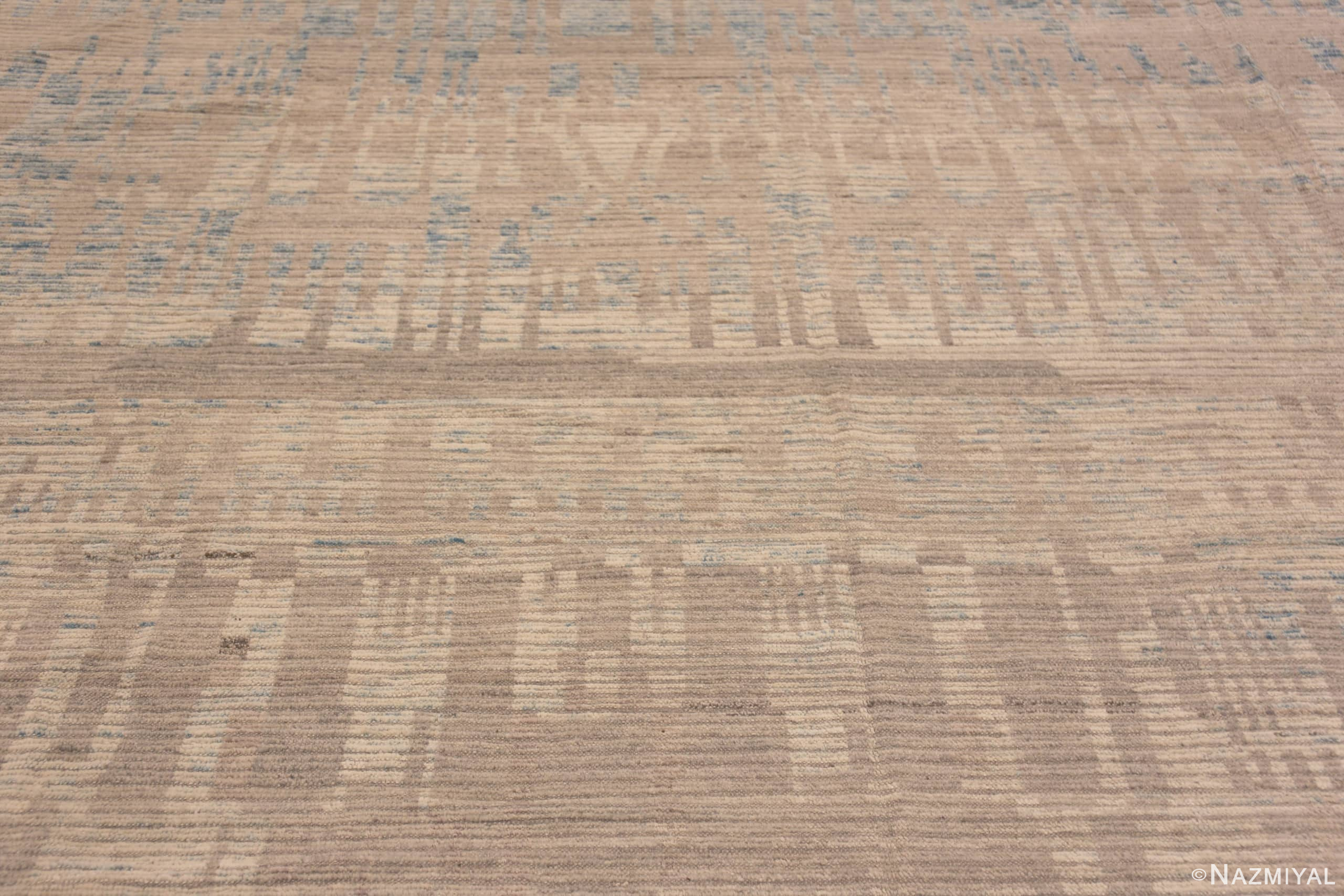 Details of Large Size Decorative Soft Neutral Color Light Blue Abrash Tribal Nomadic Design Modern Rug 11817 by Nazmiyal Antique Rugs