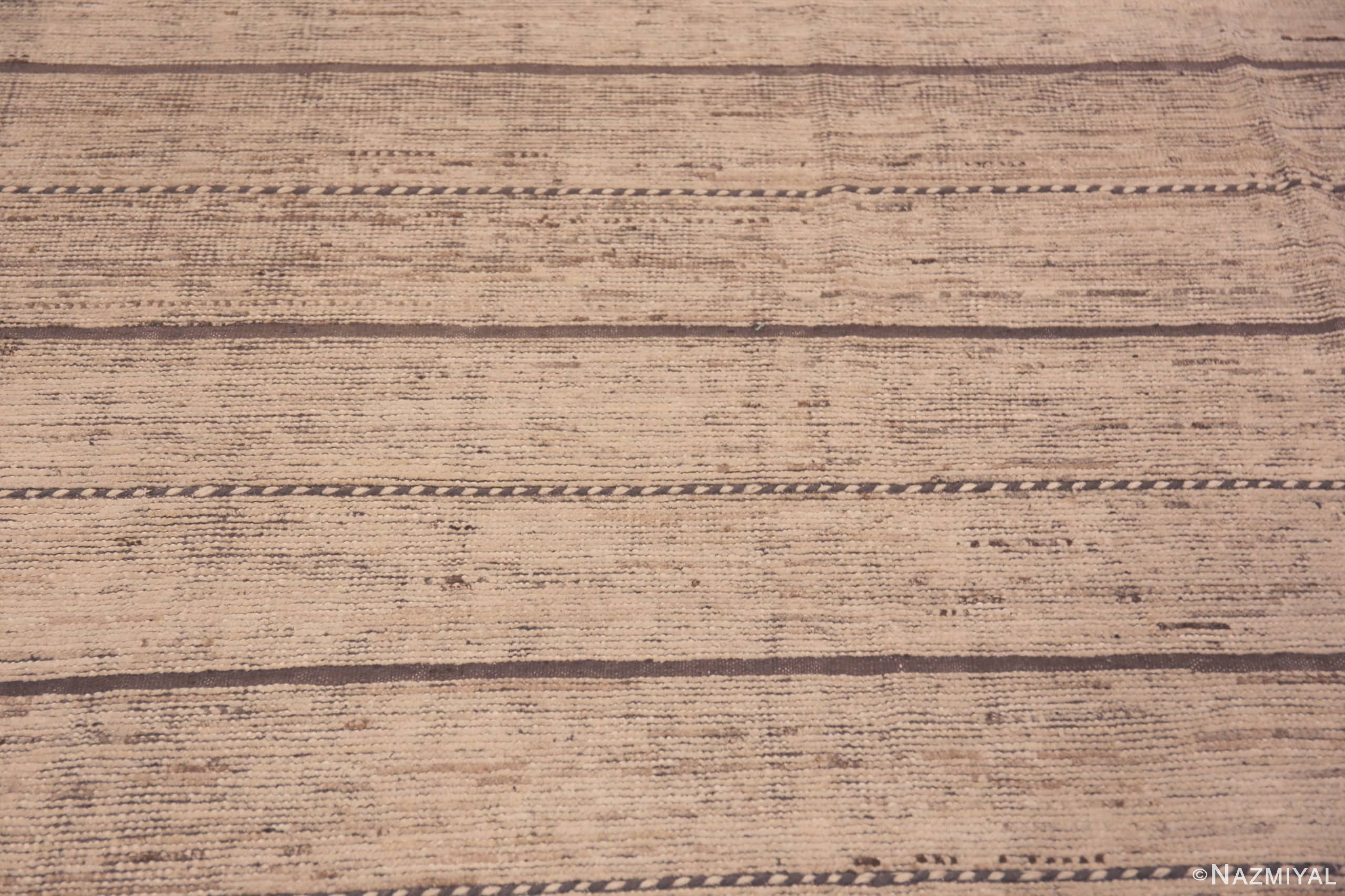 Details of Oversized Neutral Cream Color Minimalist Geometric Stripes Design Modern Area Rug 11864 by Nazmiyal Antique Rugs