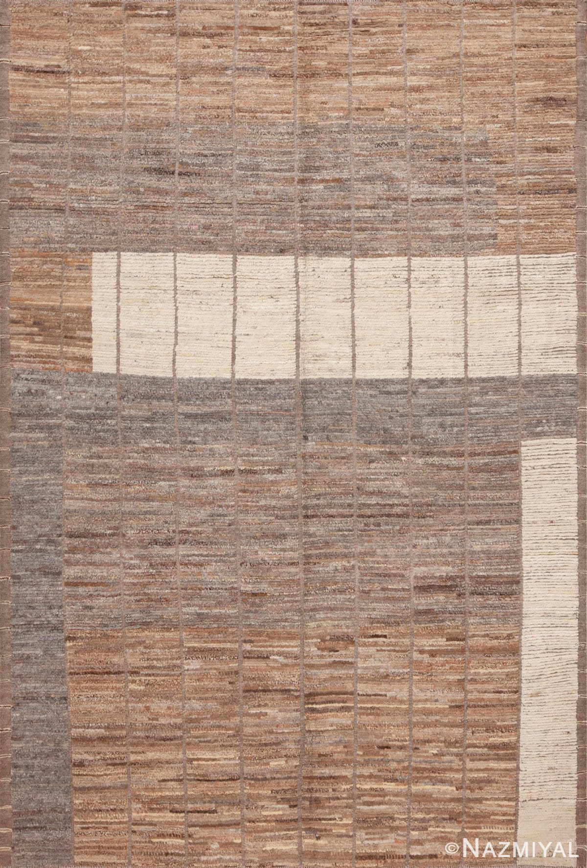 Neutral Earthy Color Modern Contemporary Area Rug 11275 by Nazmiyal Antique Rugs