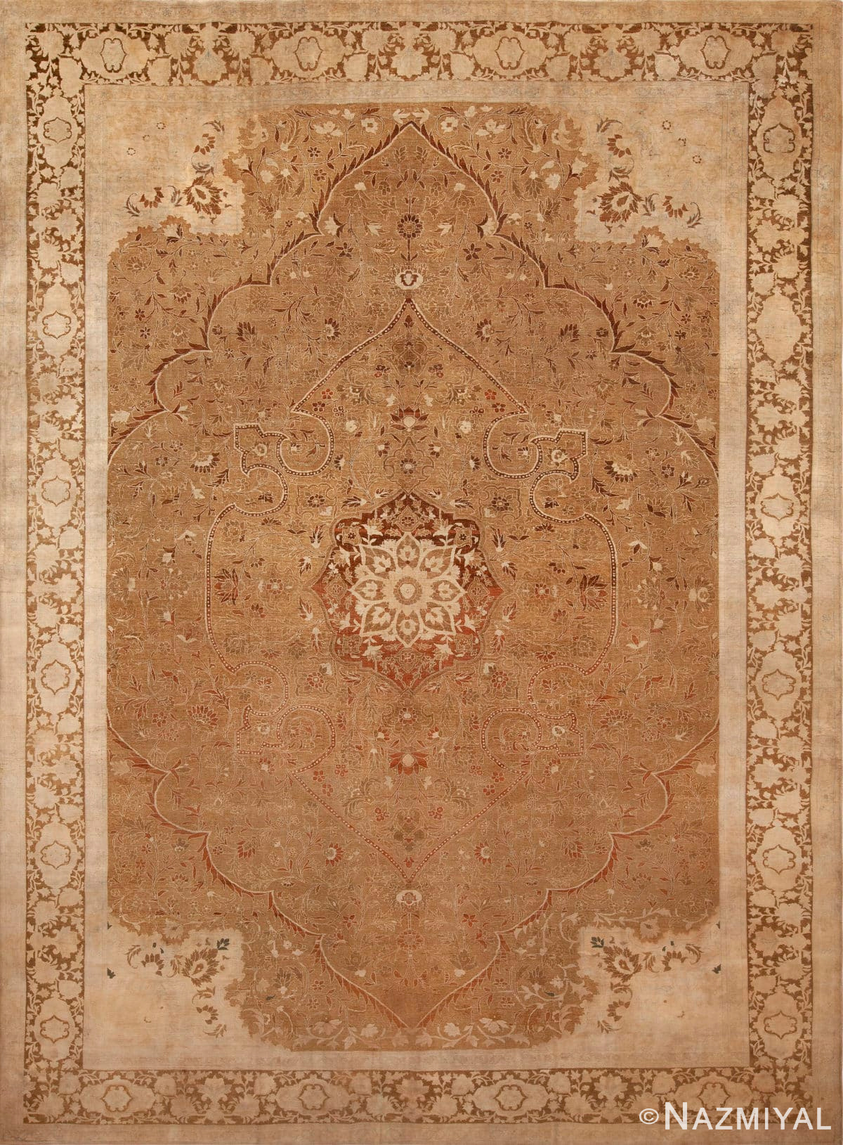 A Truly Remarkable Rare And Beautiful Soft Color Wool and Cotton Pile Fine Weave Antique Persian Tabriz Rug 72428 by Nazmiyal Antique Rugs