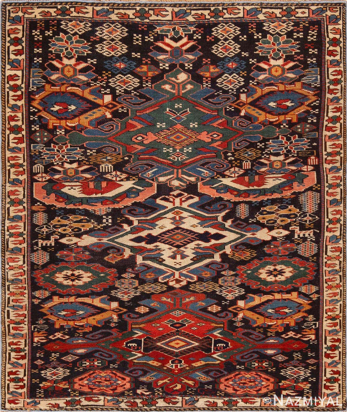 Small Scatter Size Tribal Antique Caucasian Kuba Rug 72556 by Nazmiyal Antique Rugs