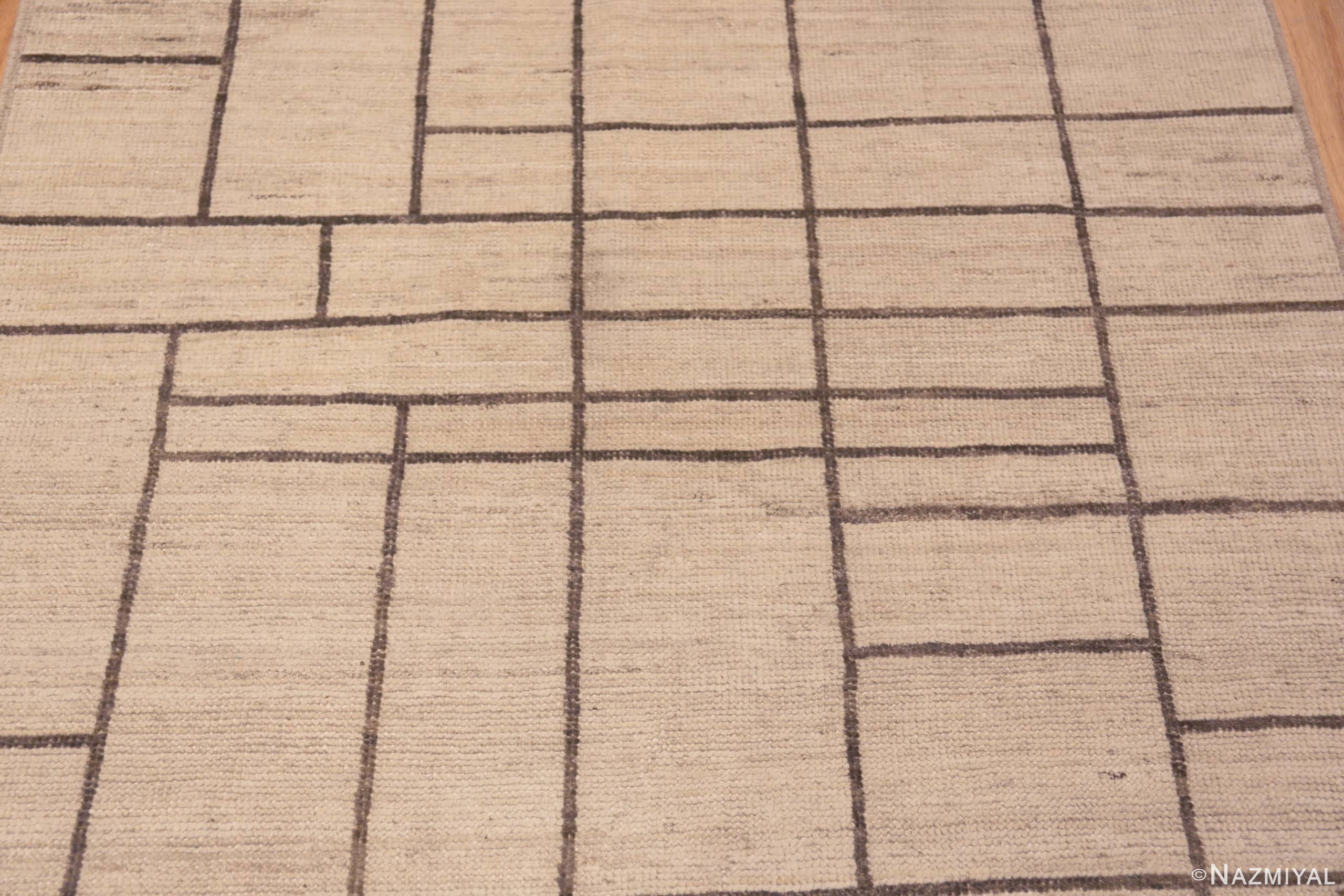 Texture of Ivory Cream Background With A Brown Color Simplistic Geometric Design Modern Hallway Runner Rug 11164 by Nazmiyal Antique rugs