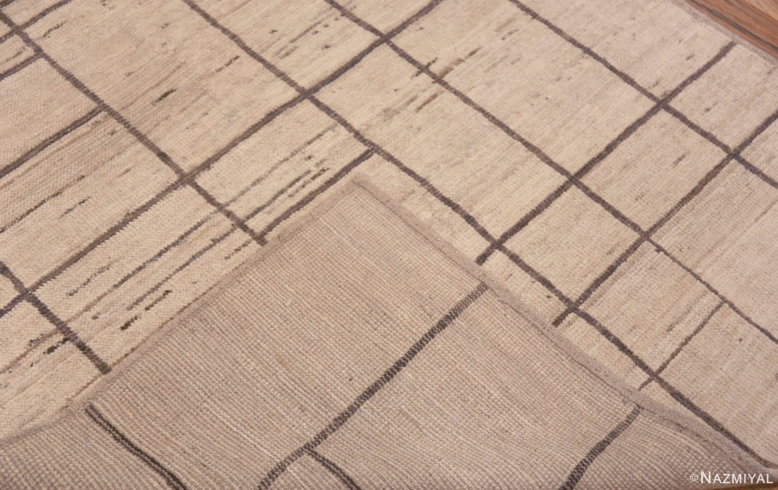 Weave of Ivory Cream Background With A Brown Color Simplistic Geometric Design Modern Hallway Runner Rug 11164 by Nazmiyal Antique rugs