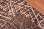 Weave of Bold Rich Brown Background Ivory Color Tribal Design Modern Hallway Runner Abrash Rug 11161 by Nazmiyal Antique rugs