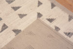 Weave of Cream Geometric Grey Triangle Pattern Modern Hallway Runner Rug 11146 by Nazmiyal Antique rugs