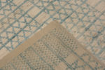 Weave of Light Blue And Creamy White Color Tribal Geometric Modern Room Size Area Rug 11465 by Nazmiyal Antique Rugs