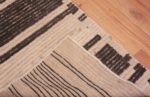 Weave of Minimalist Primitive Pattern Cream and Charcoal Color Modern Hallway Runner Rug 11881 by Nazmiyal Antique rugs