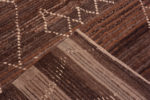 Weave of Rich Earthy Brown Color Background Primitive Tribal Geometric Pattern Modern Room Size Area Rug 11448 by Nazmiyal Antique Rugs