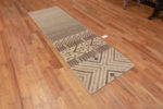 Whole View of Artistic Tribal Geometric Pattern Light Cream Neutral Color Modern Hallway Runner Rug 11154 by Nazmiyal Antique rugs