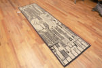 Whole View of Artistic Tribal Primitive Design Cream and Charcoal Color Modern Hallway Runner Rug 11093 by Nazmiyal Antique rugs
