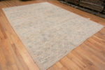 Whole View of Decorative Washed Out Light Blue Background Creamy White Geometric Pattern Modern Area Rug 11670 by Nazmiyal Antique Rugs