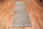 Whole View of Grey Neutral Color Tribal Geometric Primitive Animal Pattern Modern Hallway Runner Rug 11152 by Nazmiyal Antique rugs