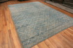 Whole View of Light Blue Abrash Background Creamy White Color Tribal Pattern Modern Room Size Area Rug 11651 by Nazmiyal Antique Rugs