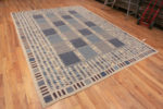 Whole View of Light Blue Color Geometric Grid Pattern Modern Flatweave Swedish Design Kilim Rug 72685 by Nazmiyal Antique Rugs