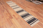 Whole View of Minimalist Primitive Pattern Cream and Charcoal Color Modern Hallway Runner Rug 11881 by Nazmiyal Antique rugs
