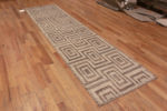 Whole View of Modern Neutral Cream Background With Earthy Colo Tribal Geometric Pattern Hallway Runner Rug 11106 by Nazmiyal Antique Rugs