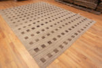 Whole View of Neutral Minimalist Background With Brown Geometric Squares Design Pattern Modern Area Rug 11636 by Nazmiyal Antique Rugs