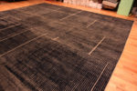 Whole View of Rich Earthy Charcoal Brown and Touches Of Cream Color Tribal Geometric Design Modern Area Rug 11857 by Nazmiyal Antique Rugs