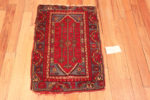 Whole View of Small Scatter Size Red Blue Tribal Geometric Antique Turkish Yastic Rug 72555 by Nazmiyal Antique Rugs