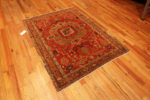 Whole View of Small Tribal Geometric Antique Rustic Persian Medallion Heriz Serapi Area Rug 72550 by Nazmiyal Antique Rugs