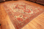 Whole View of Tribal Large Geometric Anchor Medallion Antique Persian Heriz Serapi Area Rug 72549 by Nazmiyal Antique Rugs
