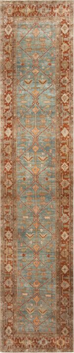 Antique Malayer Persian Blue Background Runner Rug Antique Malayer Persian Blue Background Runner Rug 72836 by Nazmiyal Antique Rugs