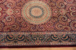 Border of Fine Floral Vintage Persian Gonbad Design Silk Qum Luxury Hallway Runner Rug 72789 by Nazmiyal Antique Rugs