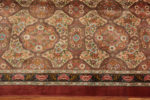 Border of Fine Intricate Floral Vintage Persian Silk Qum Hallway Runner Rug 72754 by Nazmiyal Antique Rugs