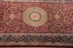 Border of Luxurious Fine Floral Vintage Persian Silk Qum Hallway Runner Rug 72790 by Nazmiyal Antique Rugs
