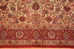 Border of Luxurious Small Size Fine Weave Floral Design Vintage Ivory Persian Silk Qum Rug 70807 by Nazmiyal Antique Rugs