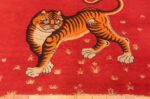 Border of Red Background Antique Chinese Tiger Rug 72846 by Nazmiyal Antique Rugs