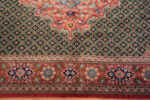Border of Small Artistic Green Background Fine Luxurious Vintage Qum Persian Silk Rug 72761 by Nazmiyal Antique Rugs