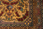Close Up of Fine Small Artistic Gold Color Luxurious Vintage Persian Silk Qum Rug 72773 by Nazmiyal Antique Rugs