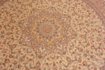 Close Up of Ivory Fine Vintage Persian Gonbad Design Round Silk Qum Rug 72739 by Nazmiyal Antique Rugs
