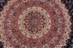 Close Up of Luxurious Room Size Silk Vintage Blue Persian Fine Qum Gonbad Design Rug 72741 by Nazmiyal Antique Rugs