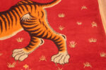 Close Up of Red Background Antique Chinese Tiger Rug 72846 by Nazmiyal Antique Rugs
